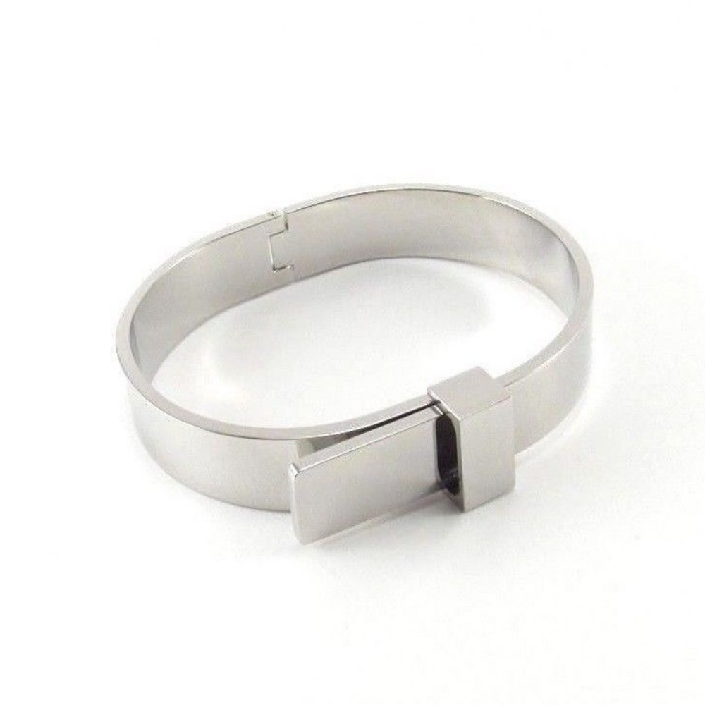 Silver Hinged Bangle Bracelet Knot Buckle Womens